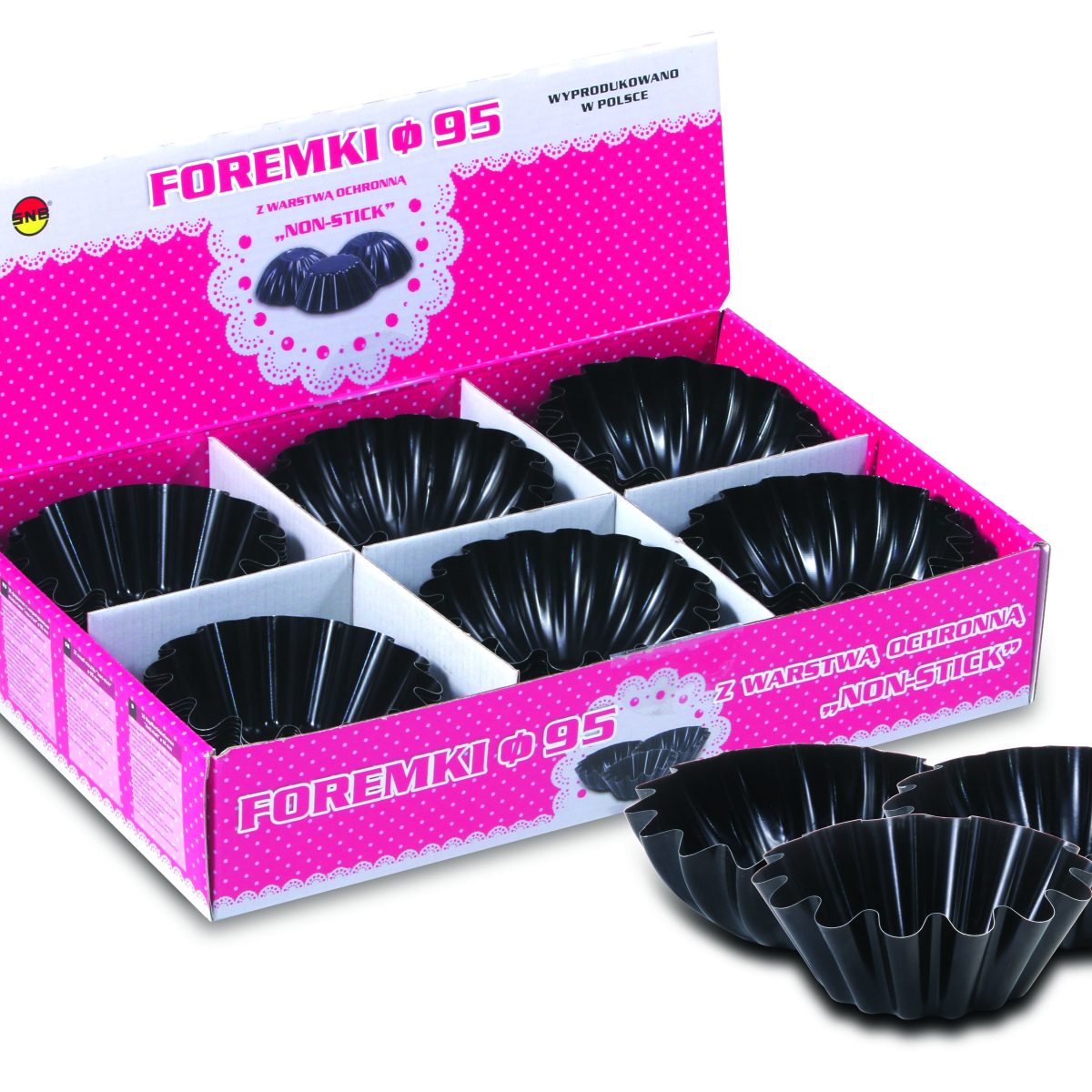 Foremki Ø 95 mm DISPLAY (36 szt) „non-stick” czarne