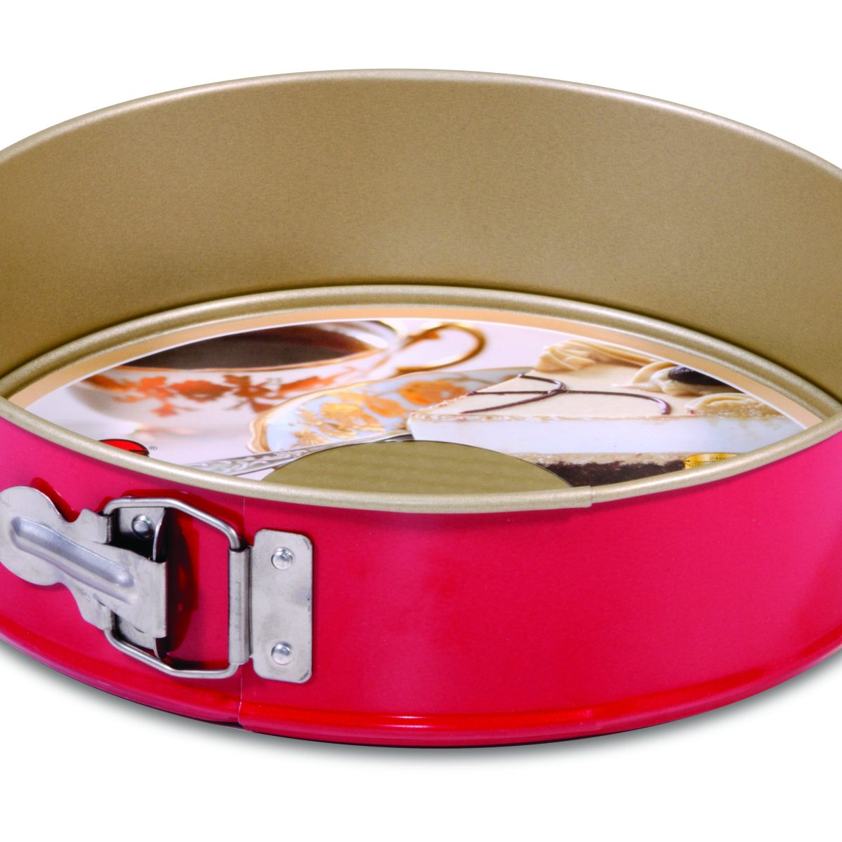 Tortownica Ø 240 mm „non-stick” dno fakturowane czerwono-złota