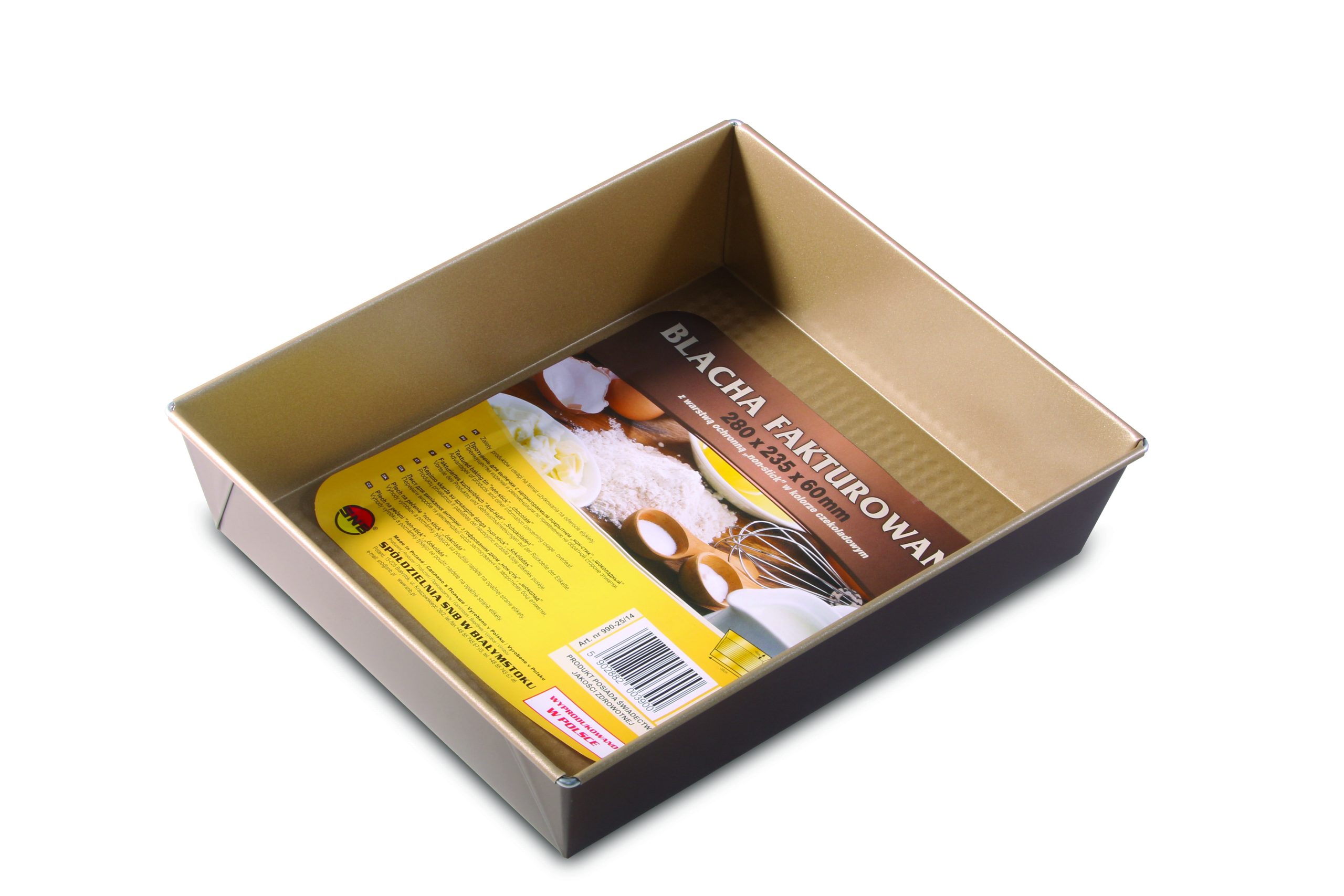 Blacha fakturowana do pieczenia z warstwą ochronną „non-stick” 280x235x60 mm „czekoladowa”