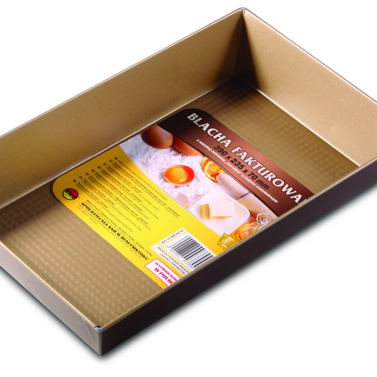 Blacha fakturowana do pieczenia z warstwą ochronną non-stick 390x235x70 mm „czekoladowa”