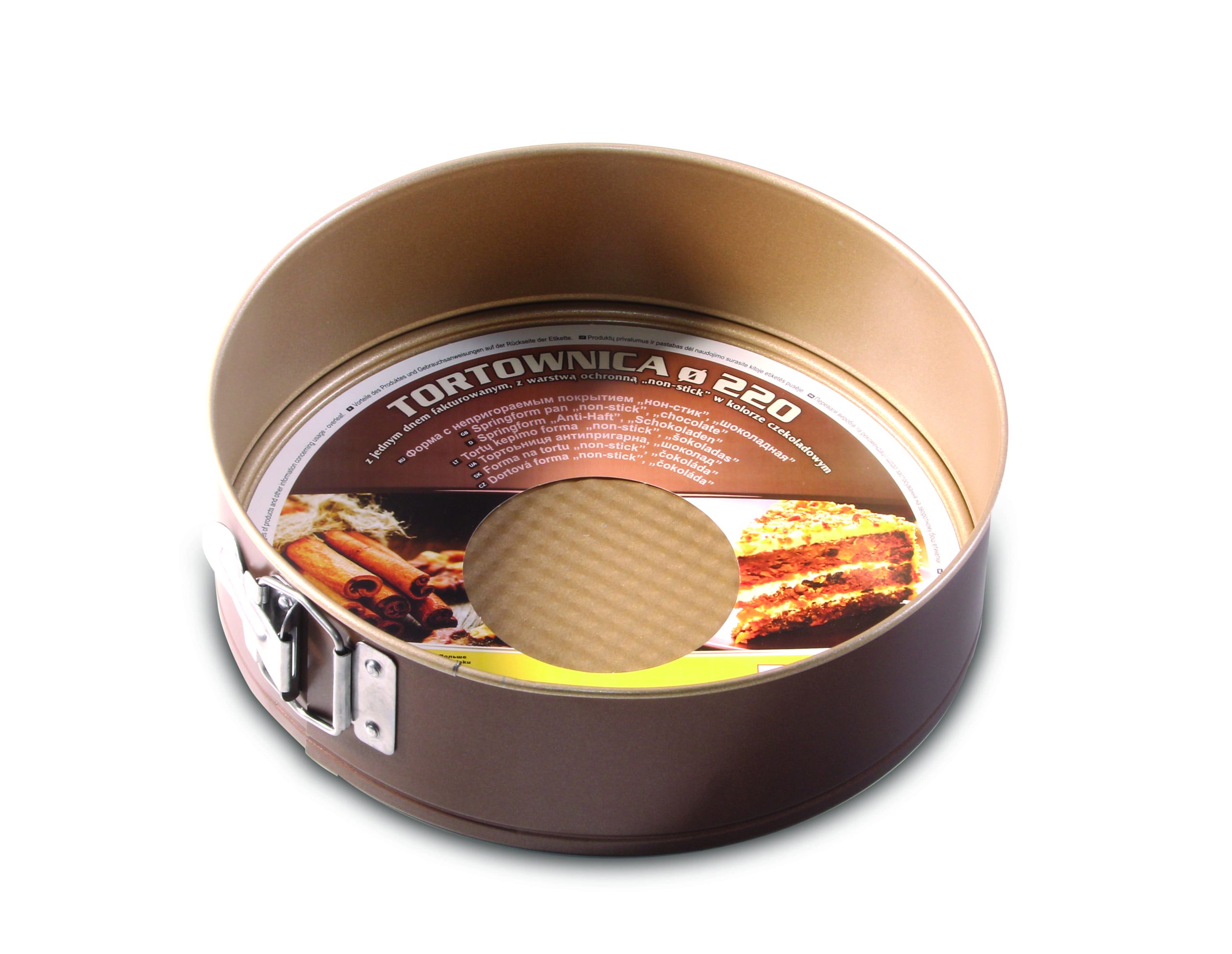 Tortownica z warstwą ochronną „non-stick” Ø 220 mm I dno fakturowane „czekoladowa”